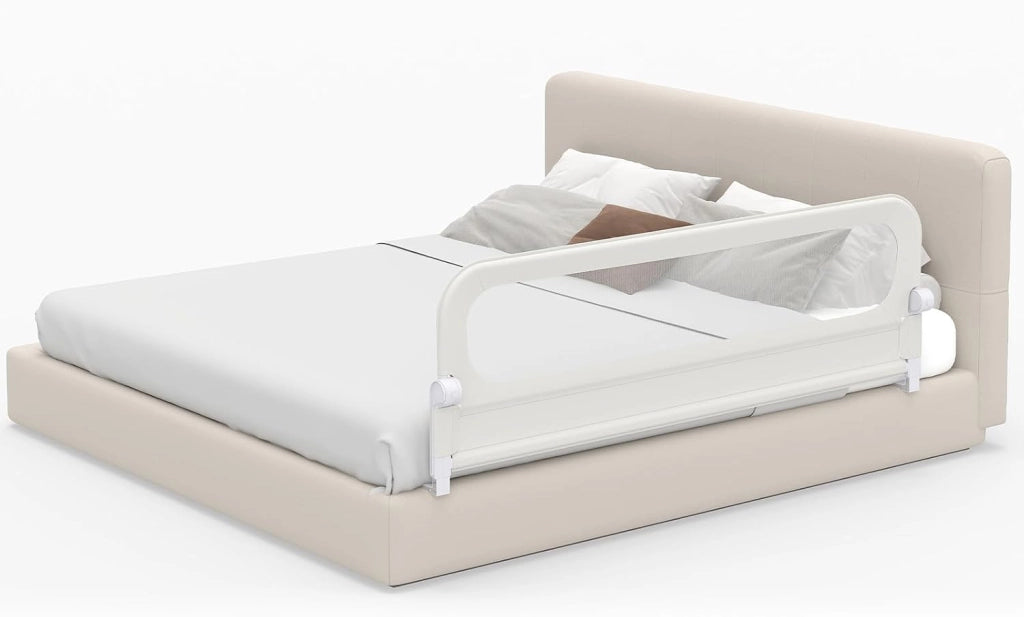Sponda Letto Anticaduta per Bambini 180 cm, Bianco
Barriera di Sicurezza Pieghevole per Neonati con Altezza 3 Livelli Regolabile, Cinghia Fissaggio Sicuro, Protezione Neonati