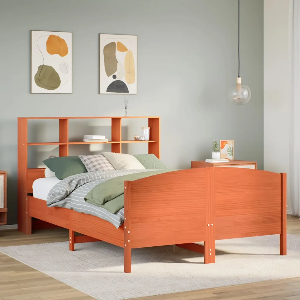 vidaXL Letto Libreria senza Materasso Marrone Cera 150x200 cm in Pino