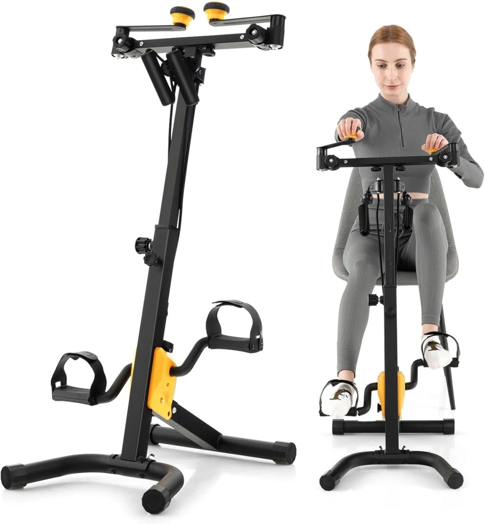 Cyclette da Casa, Pedaliera per Anziani, Pedaliera Riabilitazione per Braccia e Gambe, Altezza e Livelli di Resistenza Regolabili, Cyclette da Allenamento con Cuscinetti Antiscivolo