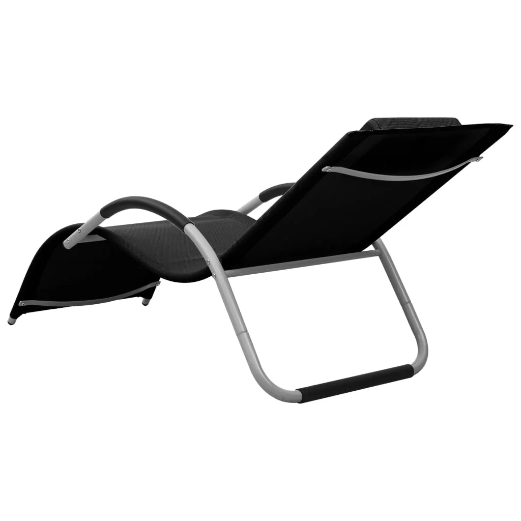 Lettino prendisole sedia a sdraio lettino prendisole letto da giardino mobili da esterno per patio textilene nero e grigio 02_0012939