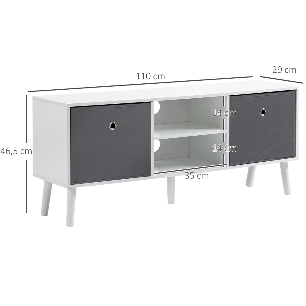 Mobile TV per televisori fino a 50 pollici con cassetti e ripiani ¨C Minimal ¨C 110x29x46,5 cm Bianco Grigio