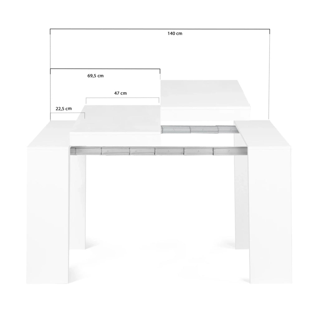 IDMarket - Tavolo consolle estensibile per 6 persone 140 cm in legno bianco ORLANDO