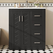 Mobile Sottolavabo con Lavabo Integrato ¨C Xylo ¨C Nero, 3 Cassetti, Ante Soft-Close, 76x46x85