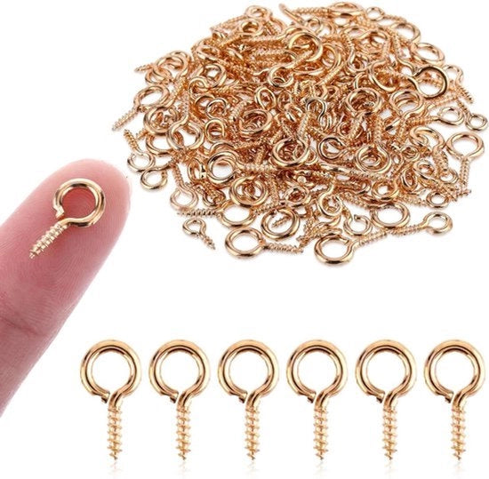400 piccoli chiodi a testa di vite metallica - per gioielli e perle - 10 mm - oro.