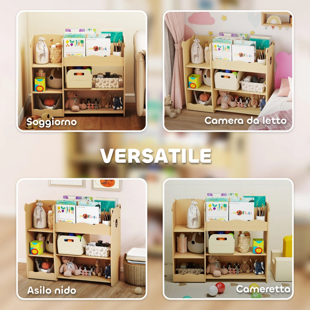 Libreria per Bambini con Ripiani Aperti e Scomparti ¨C zephmum ¨C Legno 92x29x79 cm