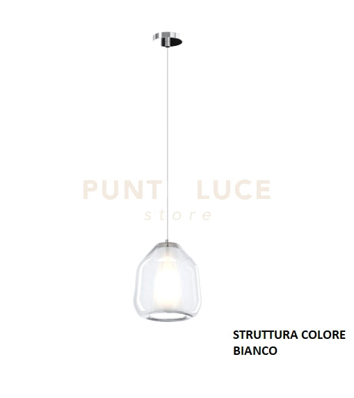 SOSPENSIONE BIANCO 1 LUCE VETRO BETA TRASPARENTE 1176BI-S1 BETA-TR