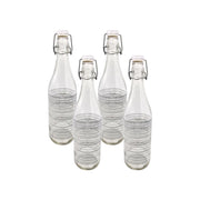 KIT SET 4 PZ BOTTIGLIA IN VETRO CIRCLE 1LT CON TAPPO A CHIUSURA