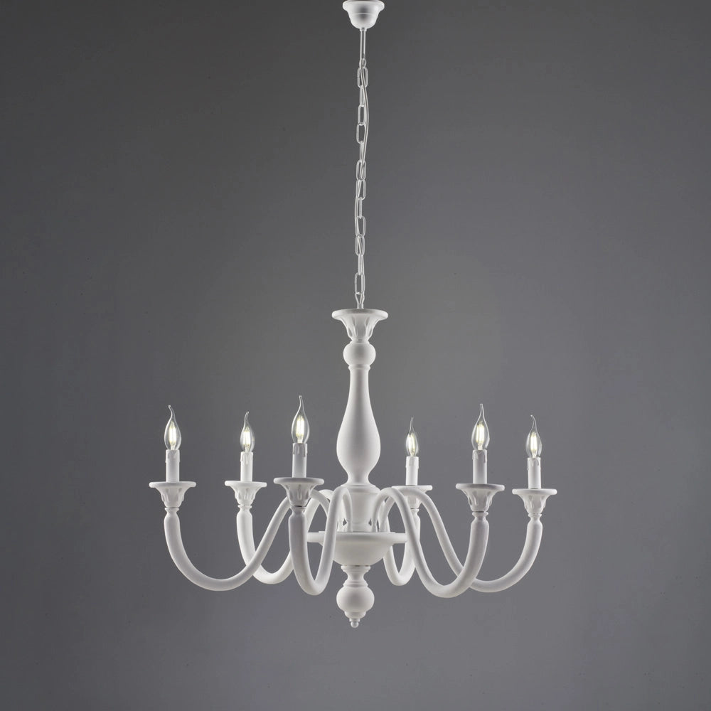 Lampadario shabby bianco 6 luci 69x86