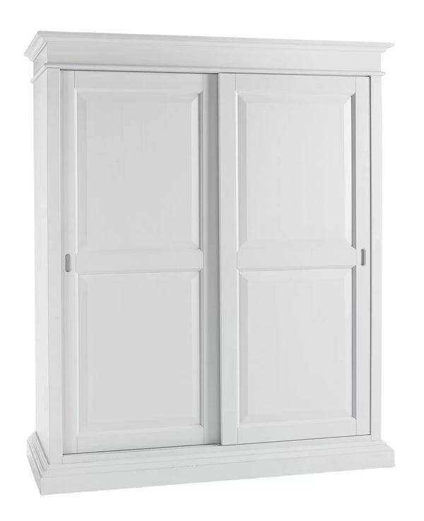Armadio arte povera 2 ante scorrevoli legno bianco shabby 183x67x212 - Mobili 2G