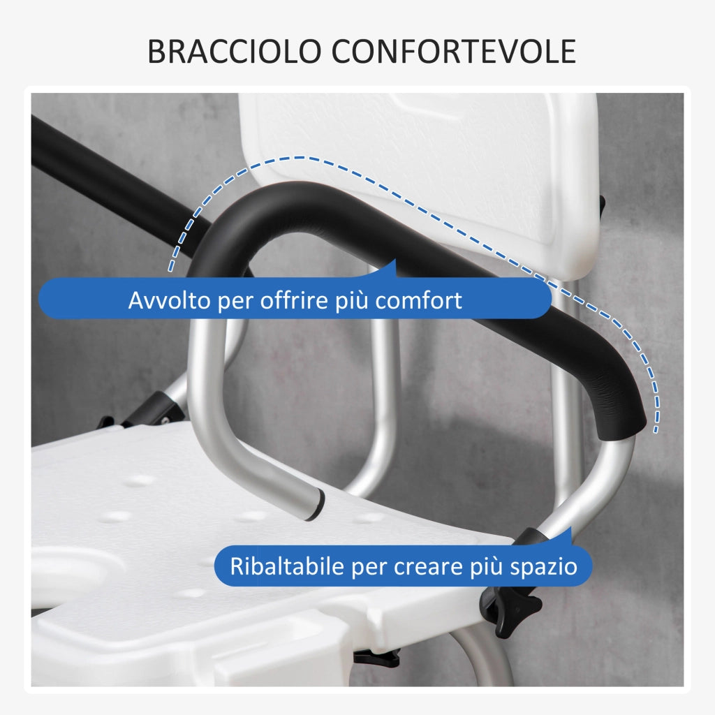 Sedia da Doccia Imbottita a U per Anziani e Disabili ¨C Xylo ¨C Bianco 54x52x70-82cm