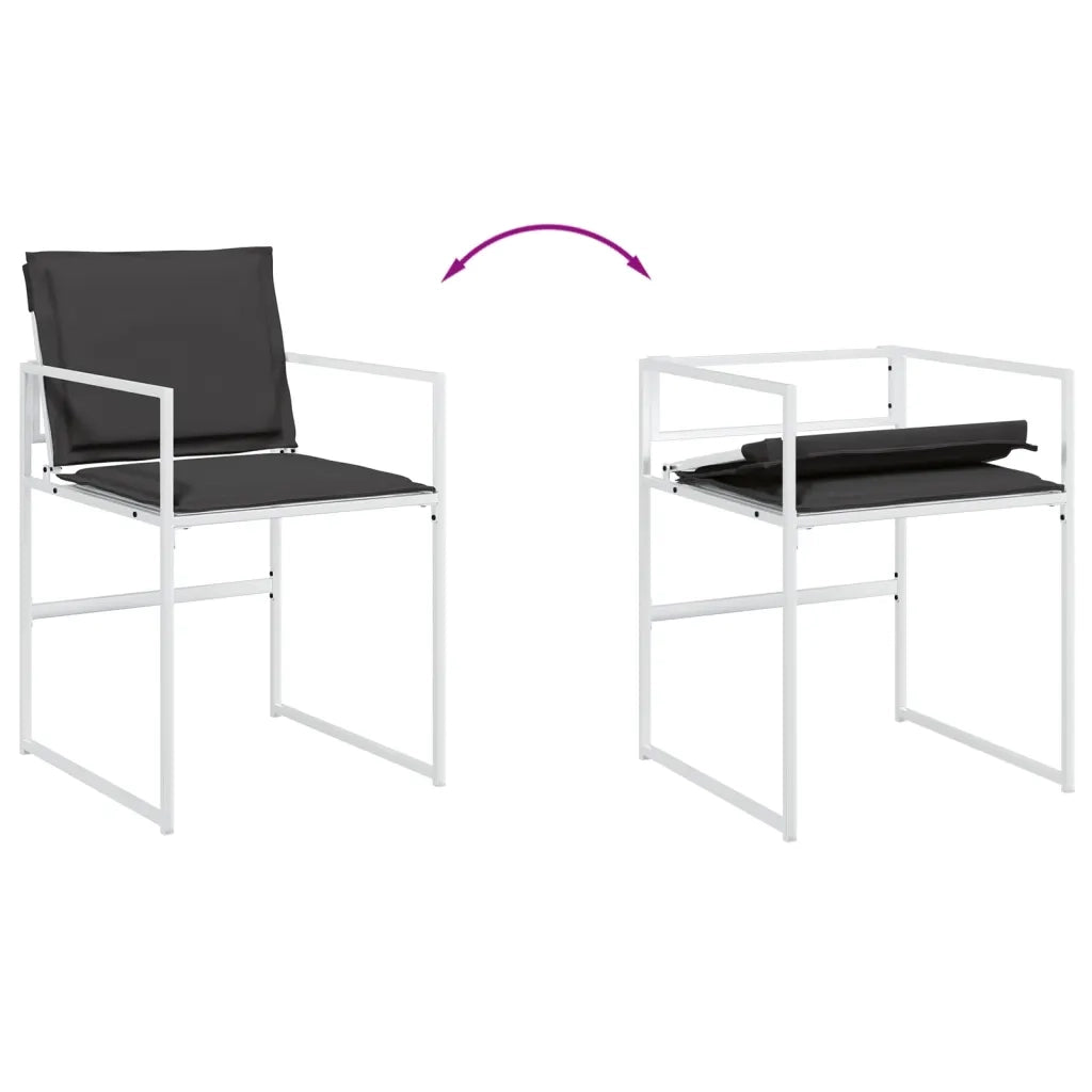 Set da Pranzo da Giardino 9 pz | Set Salotto da Giardino con Cuscini Bianco in Textilene