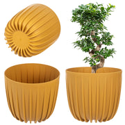 KADAX Vaso da fiori, coprivaso rotondo in plastica, 20 cm, colore giallo