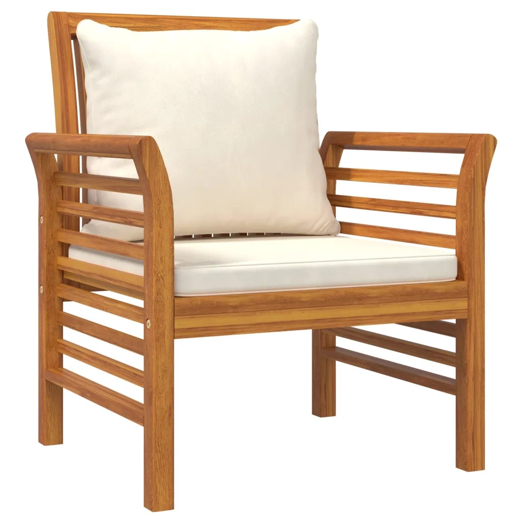Set Salotto da Giardino 4pz con Cuscini Legno Massello Acacia