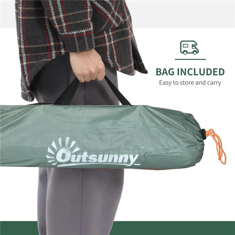 TENDA DA CAMPEGGIO 2 POSTI CON PORTA A CERNIERA, ZANZARIERA E SACCA DI TRASPORTO, 206X185X120CM, VERDE