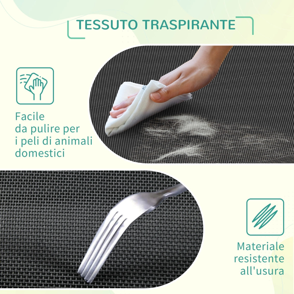 Lettino per Cani Rialzato ¨C Zephmum ¨C Nero e Argento, Metallo e Tessuto, 90x65x20
