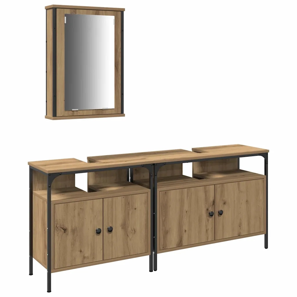vidaXL Unità da Bagno 3 pcs Marrone 80 x 30 x 60 cm Legno multistrato