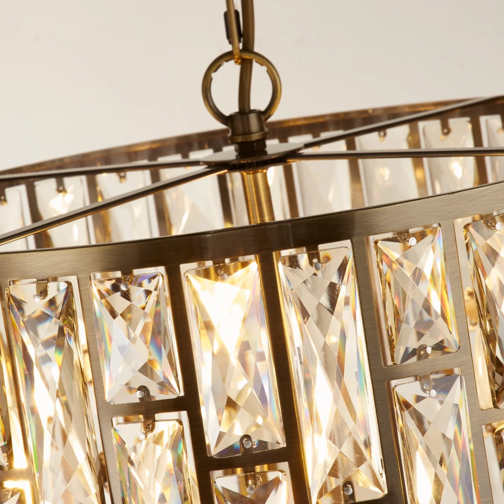 Lampadario Classico Gioiello Acciaio Ottone Vetro 5 Luci E14