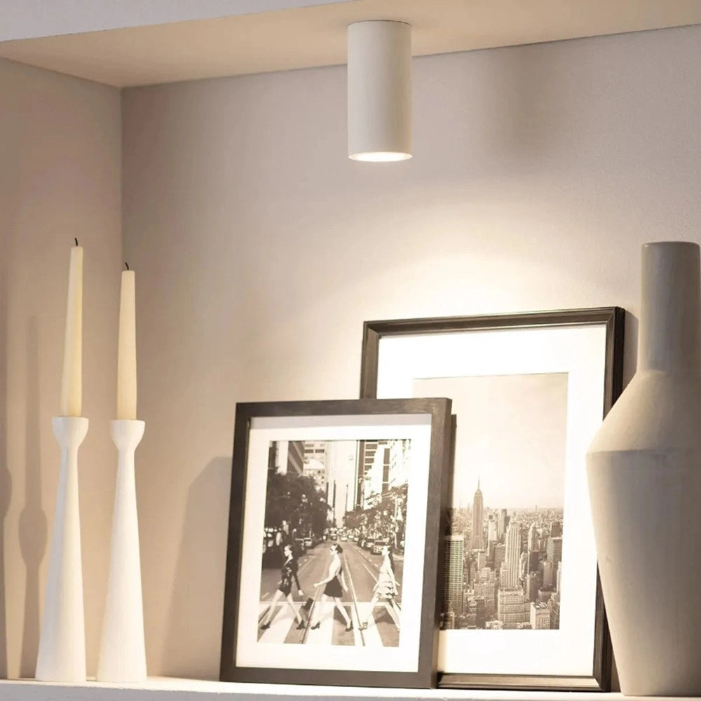 Trade Shop - Porta Faretto Lampada Soffitto Gu10 Cilindro Gesso H110mm Verniciabile Gs-c110-t -
