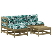 Set Divani da Giardino 5pz | Set Salotto da Giardino con Cuscini Legno Impregnato di Pino