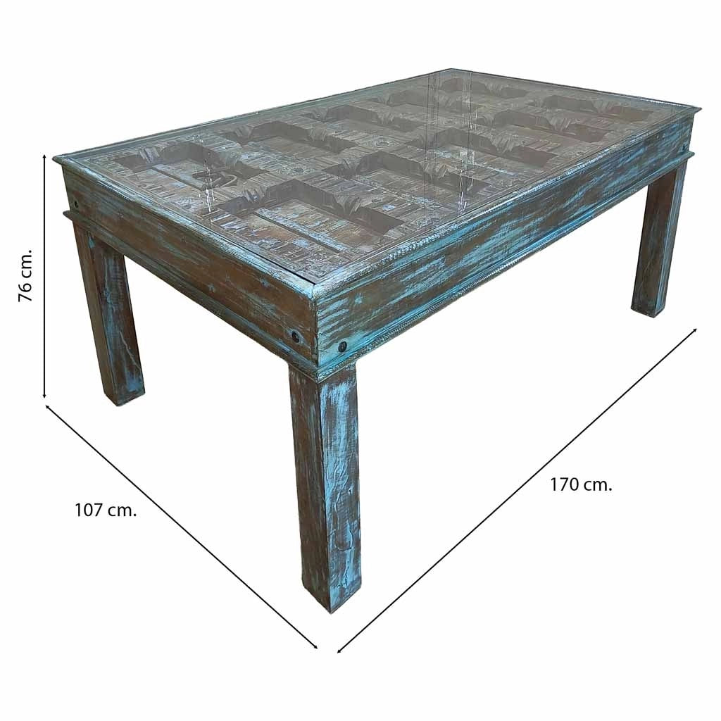 Tavolo in legno fatto a mano 170x107x76h cm