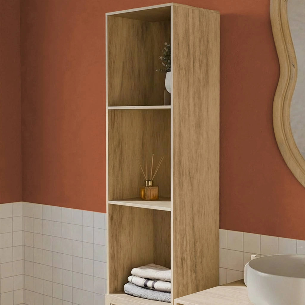 Armadio portaoggetti per il bagno, marrone naturale