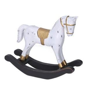 Cavallo a dondolo legno bianco cm 42x8xh31