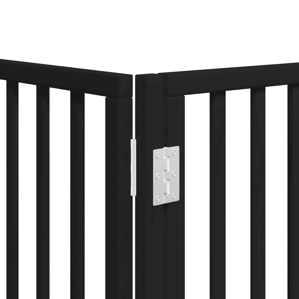 Cancelletto di sicurezza per animali domestici porta pieghevole 15 pannelli legno di pioppo nero 02_0023220