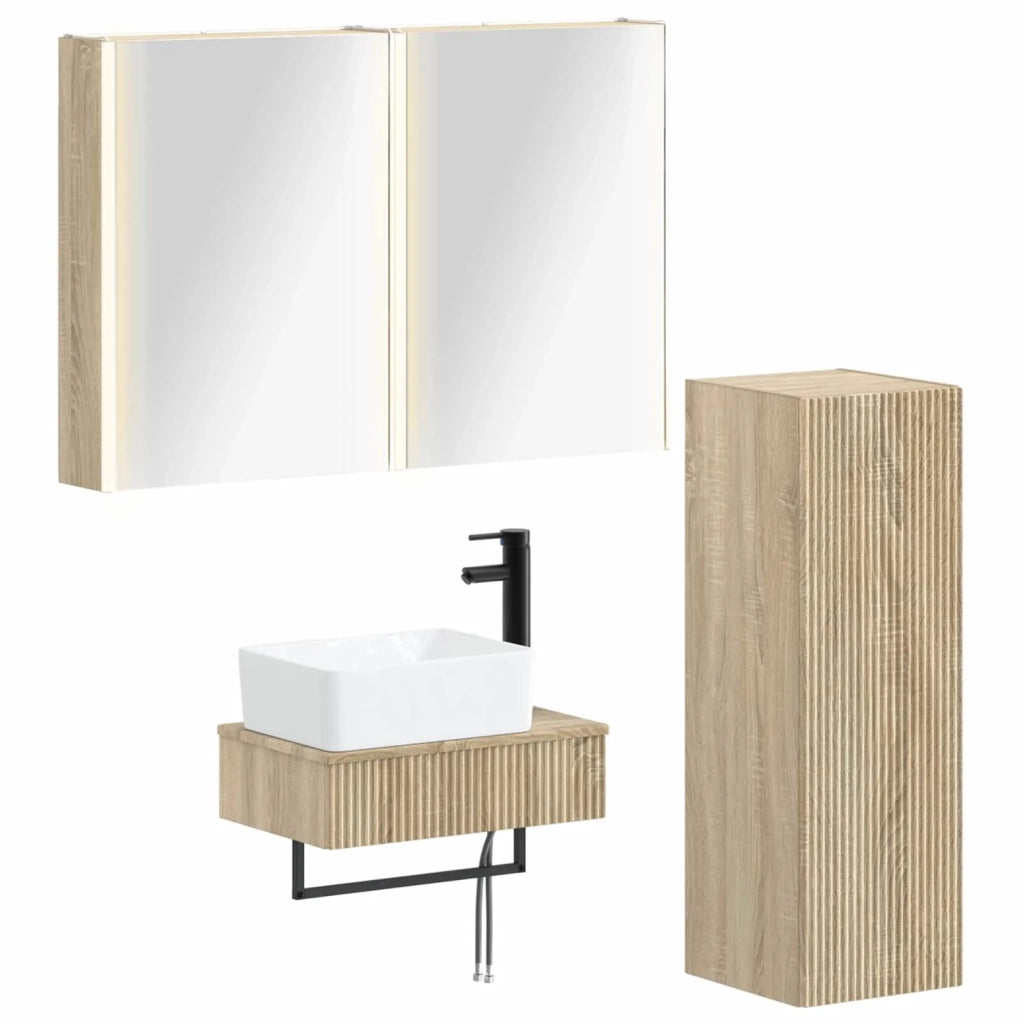 Set di mobili per il bagno 4 pz Rovere Sonoma 3407401
