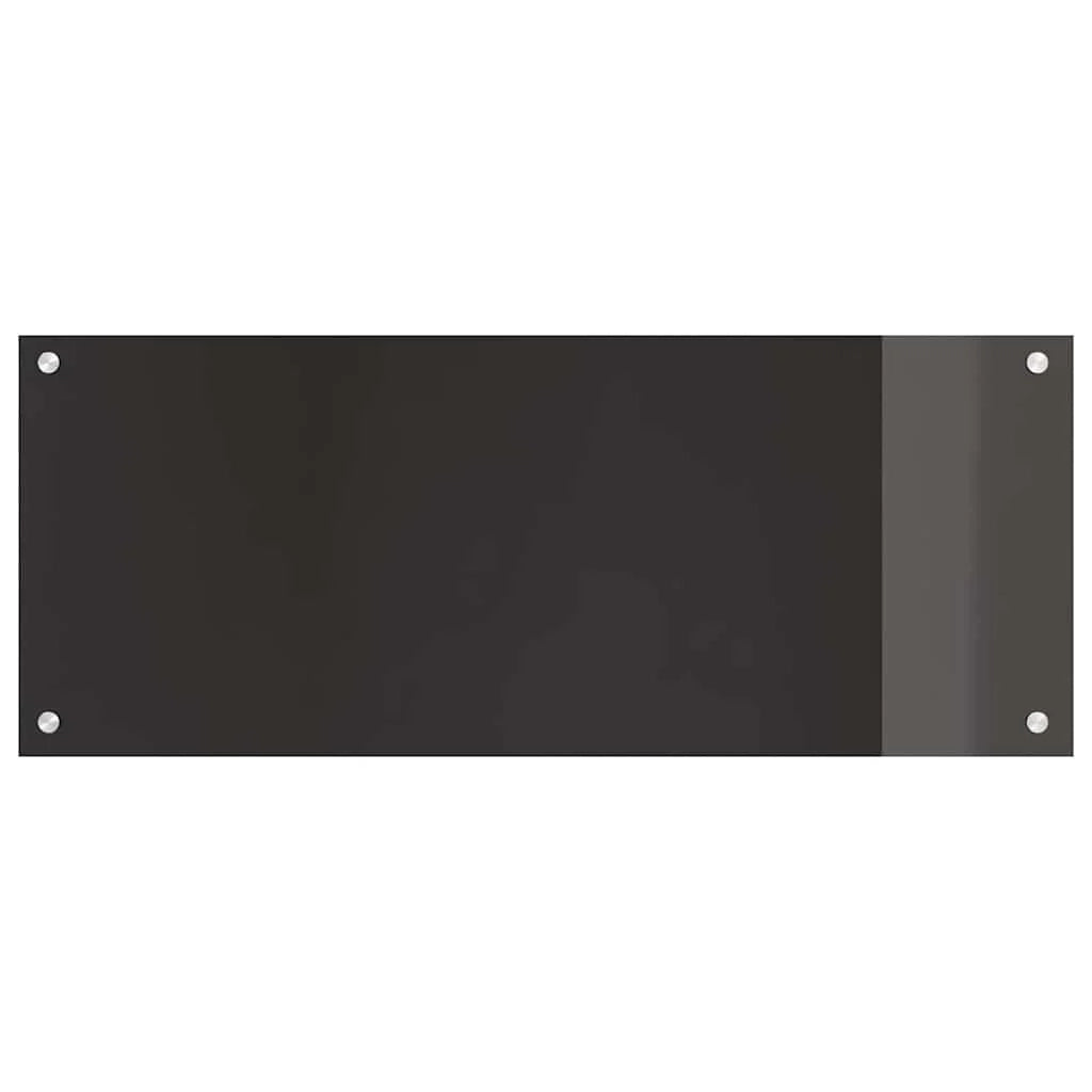 Set di 2 paraschizzi moderni per cucina 100 x 40 cm resistenti al calore facili da pulire in vetro temperato nero 02_0056315