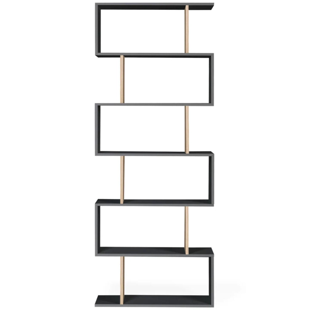 IDMarket - Estantería en forma de S SOFIA en madera efecto haya y negro 189 cm