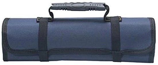 Gereedschapstas blu con 22 contenitori, organizzatore di attrezzi portatile, contenitore di attrezzi pieghevole/rotolabile in tessuto Oxford