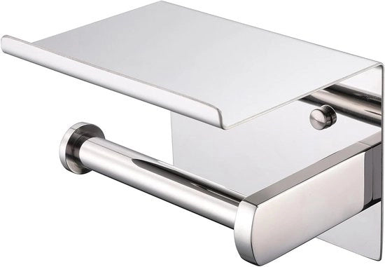 Supporto per carta igienica con piastra - Design moderno - 1 pezzo - Acciaio inox