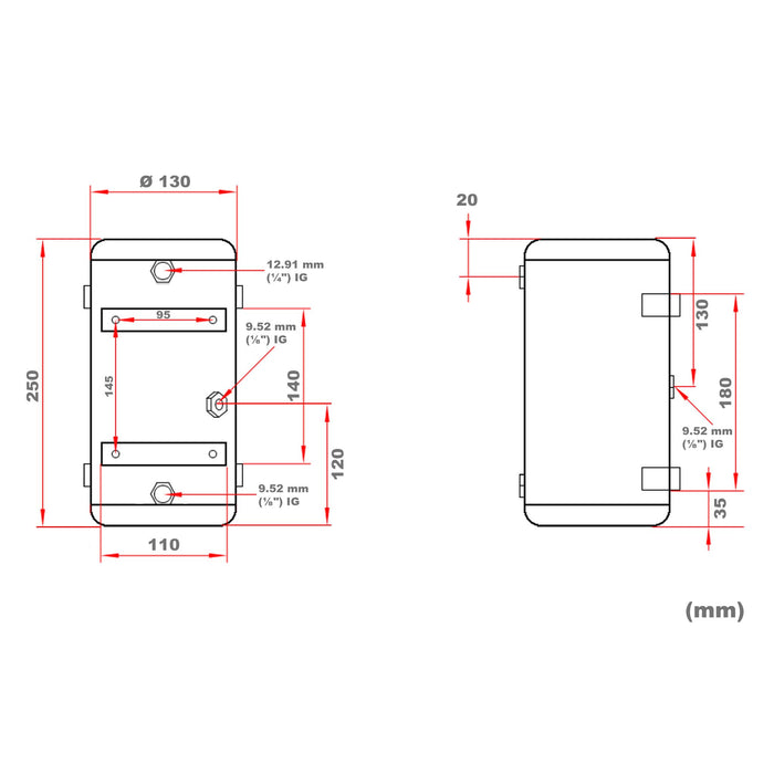 Serbatoio a pressione di ricambio da 3 l per compressore per aerografi AS186