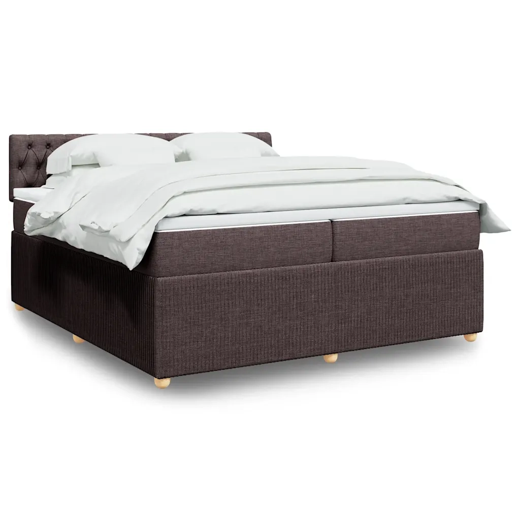 Giroletto a Molle con Materasso Marrone Scuro 200x200cm Tessuto 3289873
