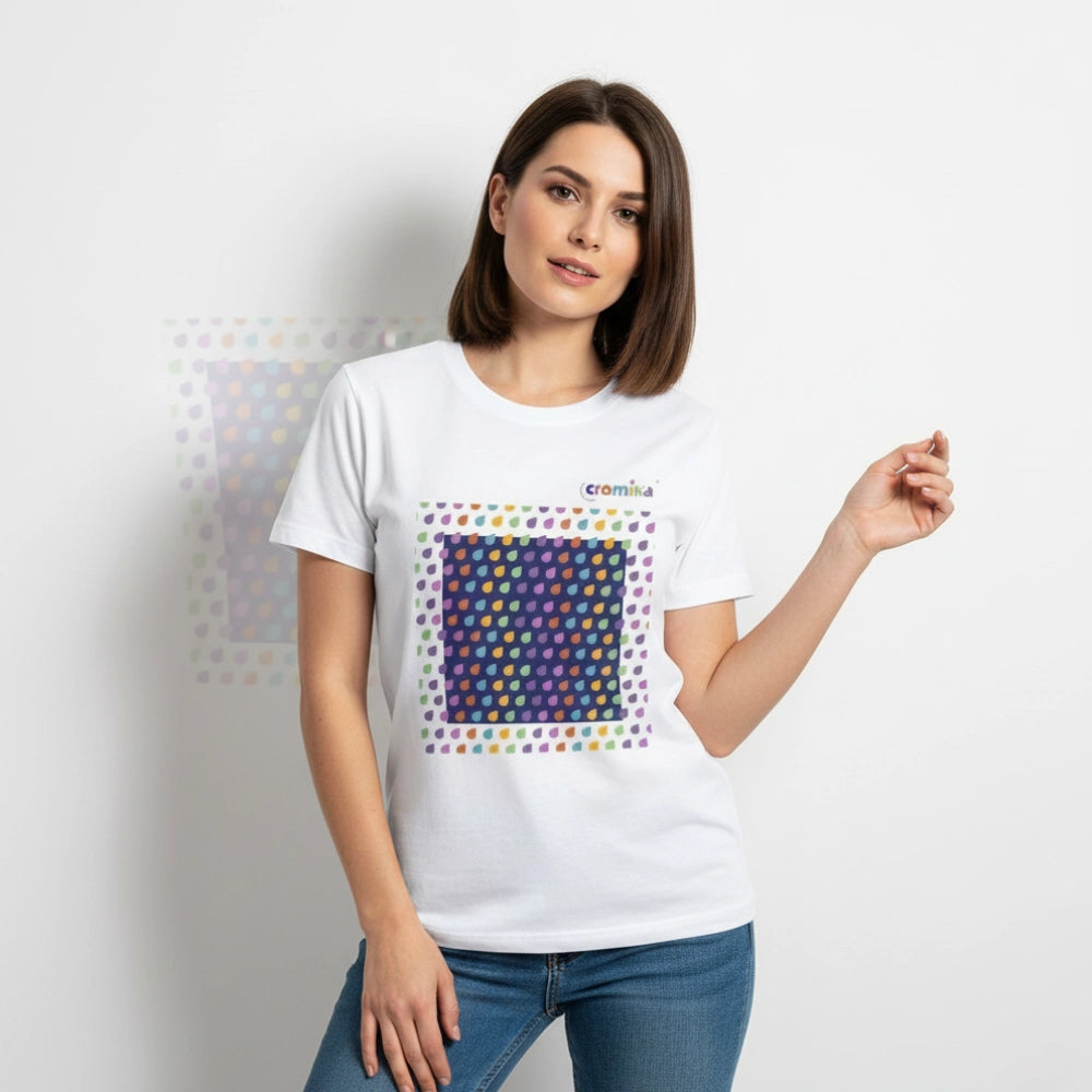T-shirt cromika arte e colore in cotone naturale *** misura medium - m, modello colorful drops, confezione 1