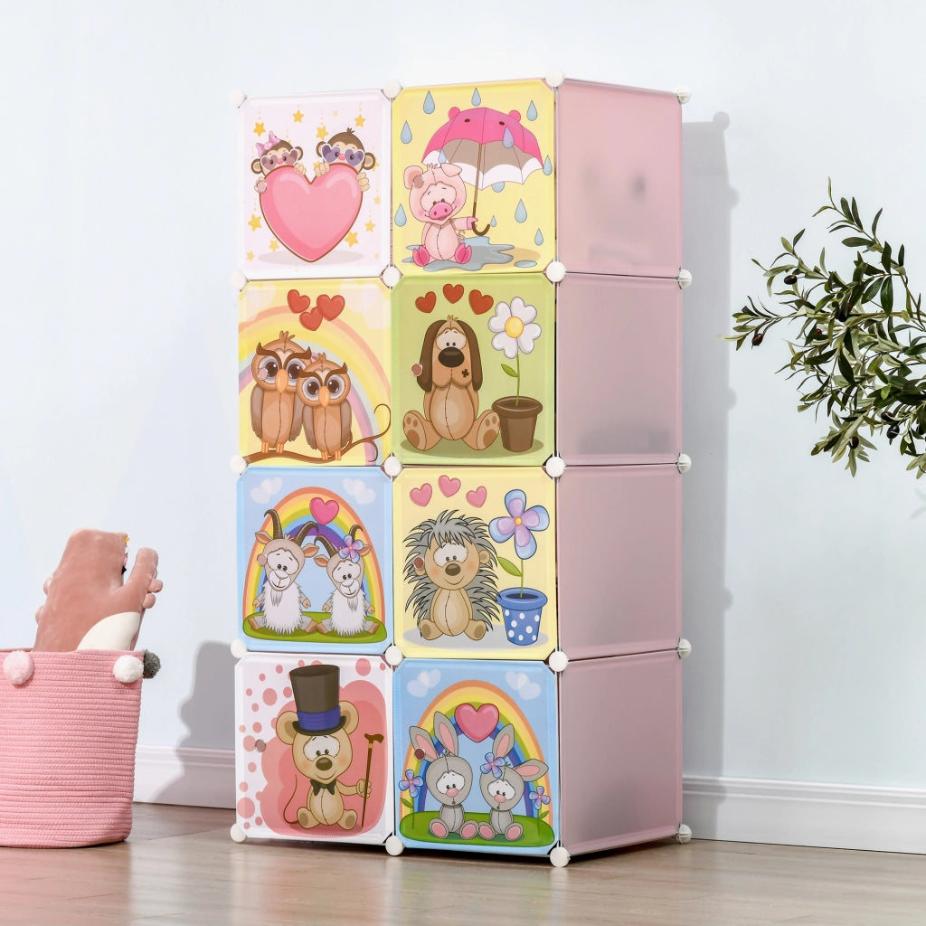 Mobile Scarpiera Modulare Salvaspazio con 6 Cubi ¨C Zephmum ¨C Acciaio e PP, 74x47x144 cm, Rosa