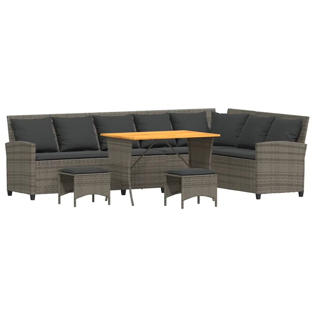 Set Divani da Giardino 4 pz con Cuscini a Forma di L Polyrattan 3365326