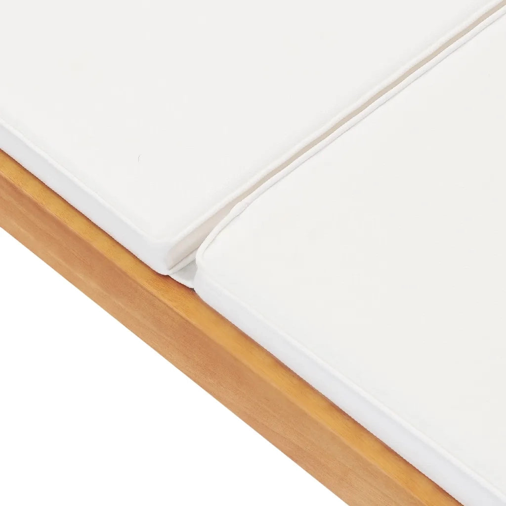 Lettino Prendisole con Cuscino in Massello di Teak Crema 48022