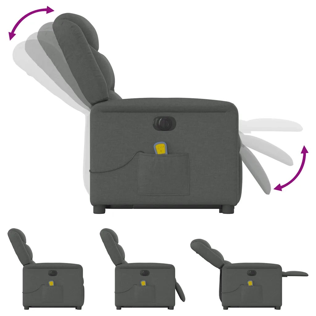 Poltrona Alzapersona Massaggi Elettrica Grigio Scuro Tessuto 3303225