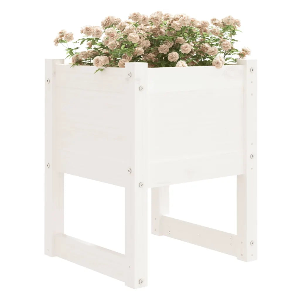 Fioriera | Cassetta per fiori | Vaso Bianca 40x40x52,5 cm in Legno Massello di Pino