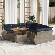 Set Divano da Giardino 9 pz con Cuscini Grigio in Polyrattan 3327246