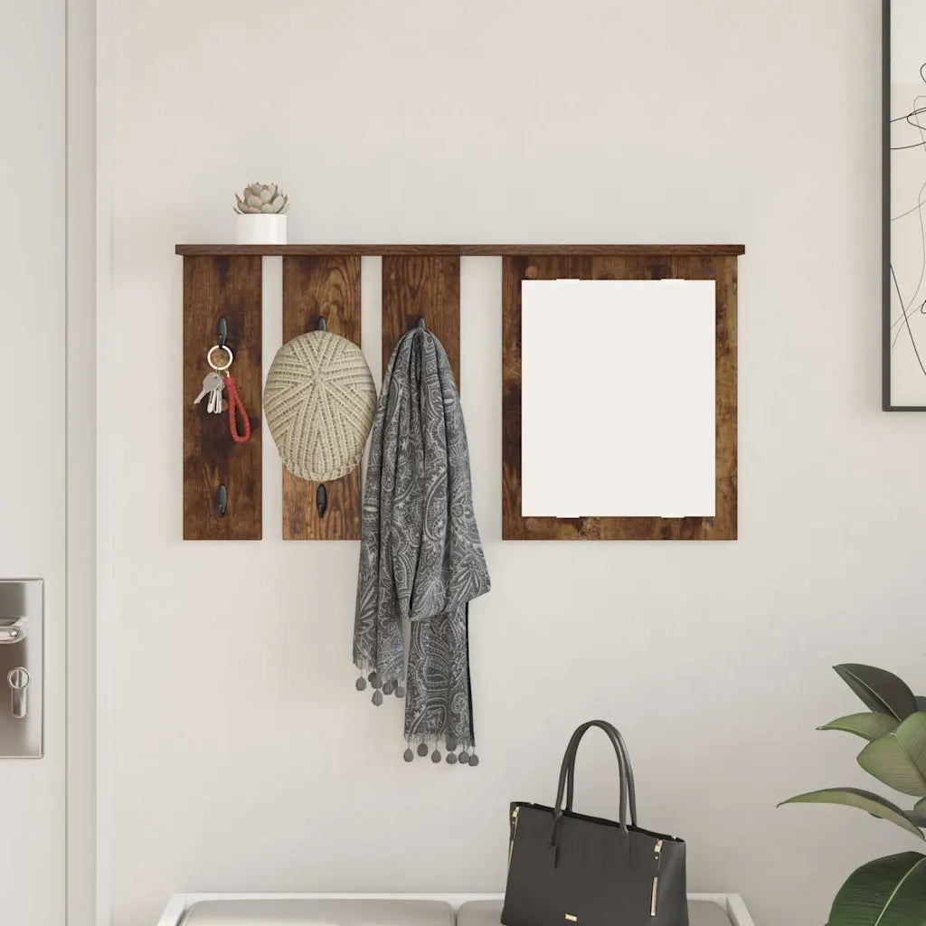vidaXL Appendiabiti a muro con lo scaffale Rovere fumo 85 x 10 x 45 cm