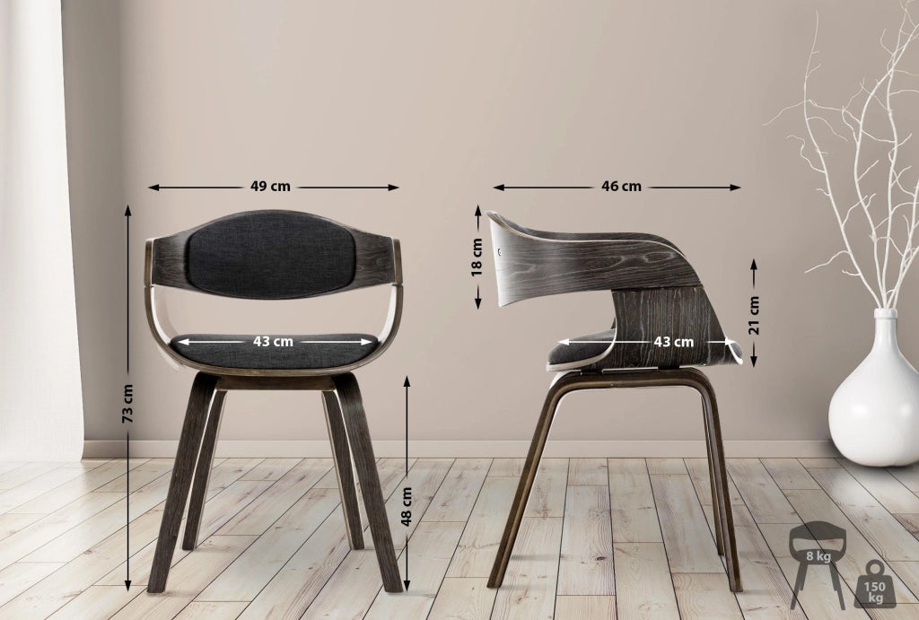 Set di 2 sedie Kingston in tessuto grigio/grigio scuro