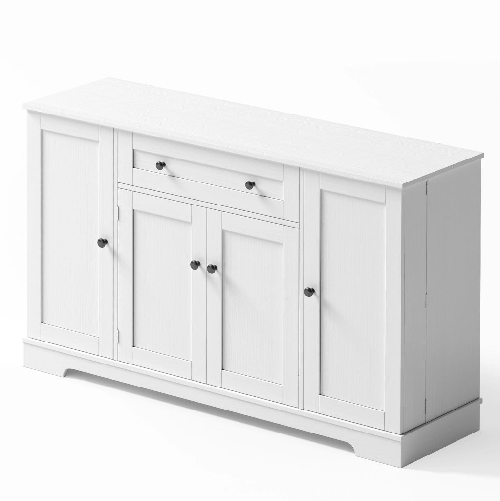 Buffet da cucina moderno 138 cm in MDF bianco con cassetto; ante e ripiani regolabili