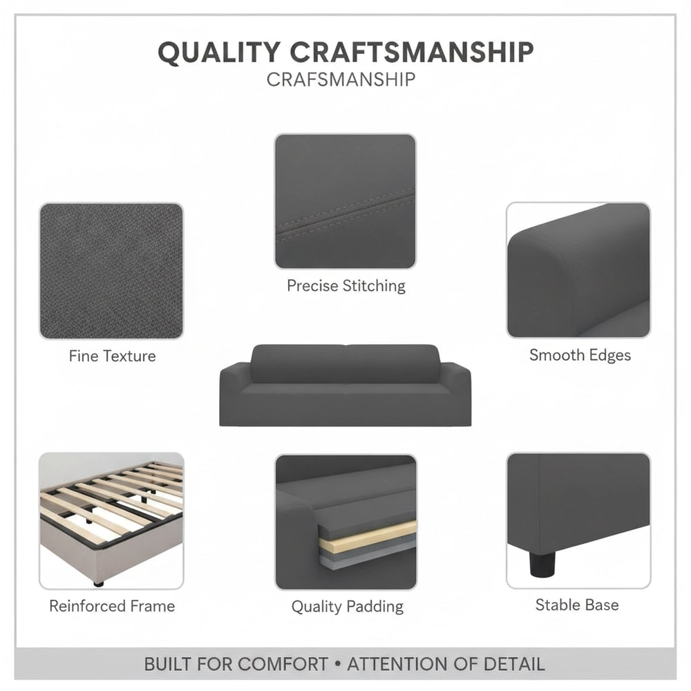 Stretch Sofa Cover For 3-seater, Anthracite Polyester Jersey