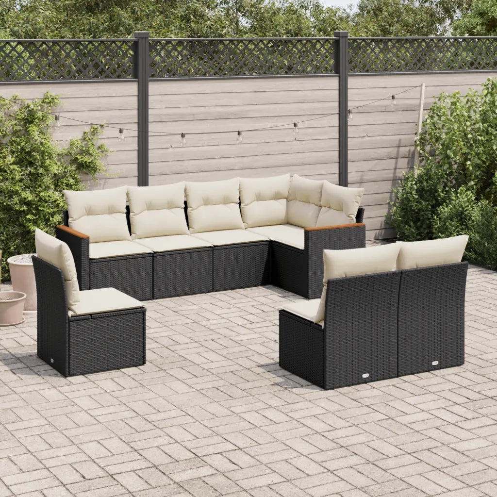 Set Divani da Giardino con Cuscini 8 pz Nero in Polyrattan 3226042