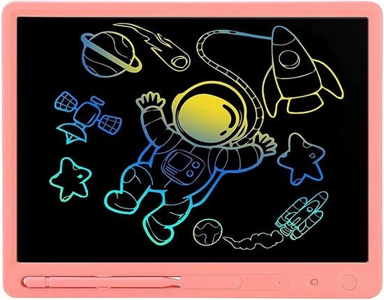 Tavolo da disegno LCD da 38 cm con energia solare - Pannello da disegno elettronico per adulti e bambini - Rosa