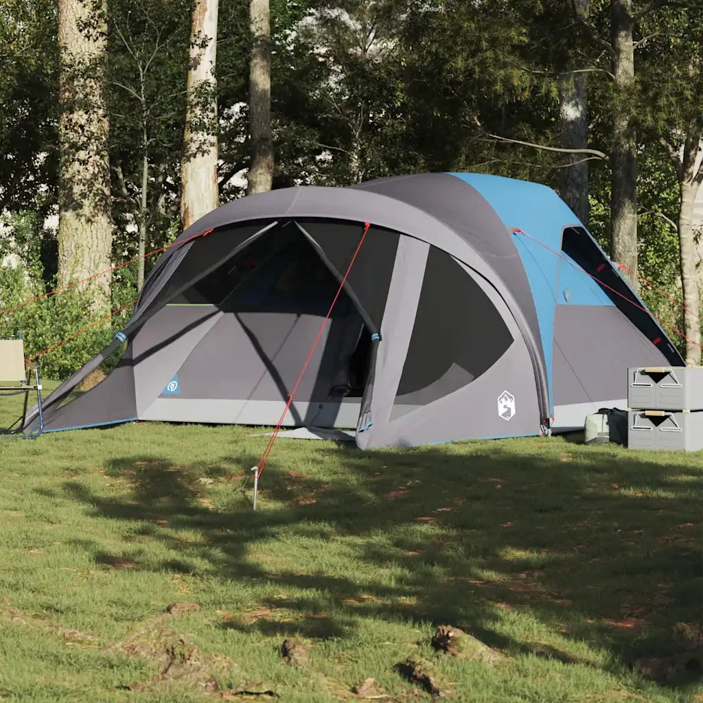 vidaXL Tenda Familiare a Tunnel per 6 Persone Blu Impermeabile