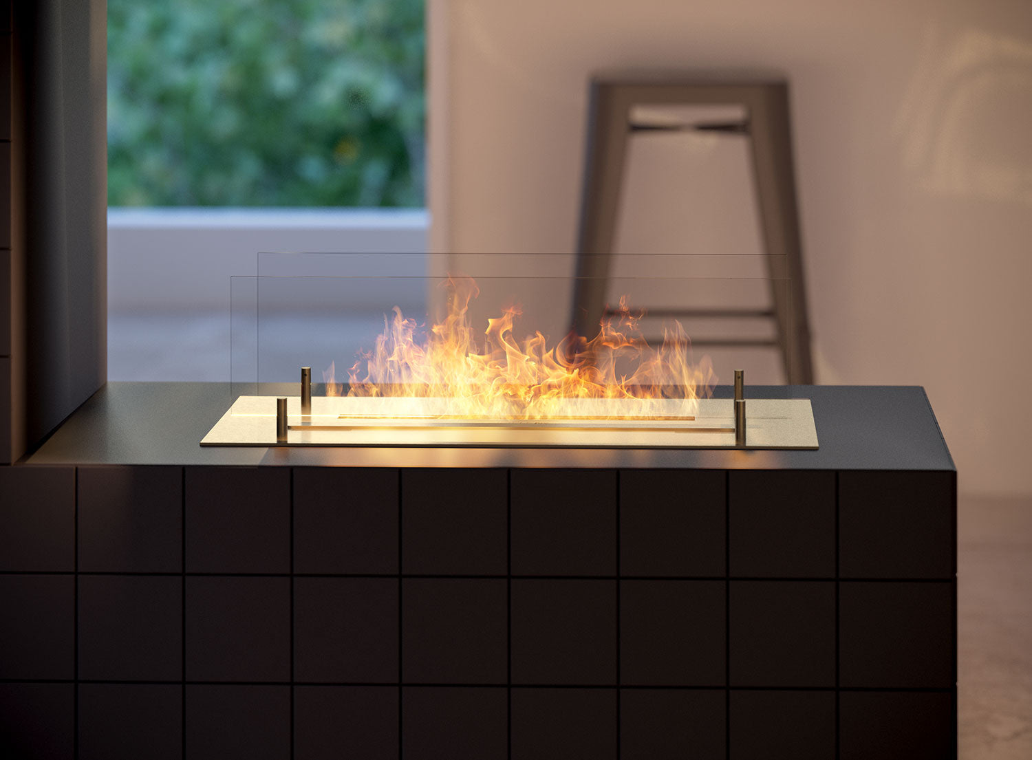 Camino a Bioetanolo da Incasso 60x32 cm Insert 600 in Acciaio Inox