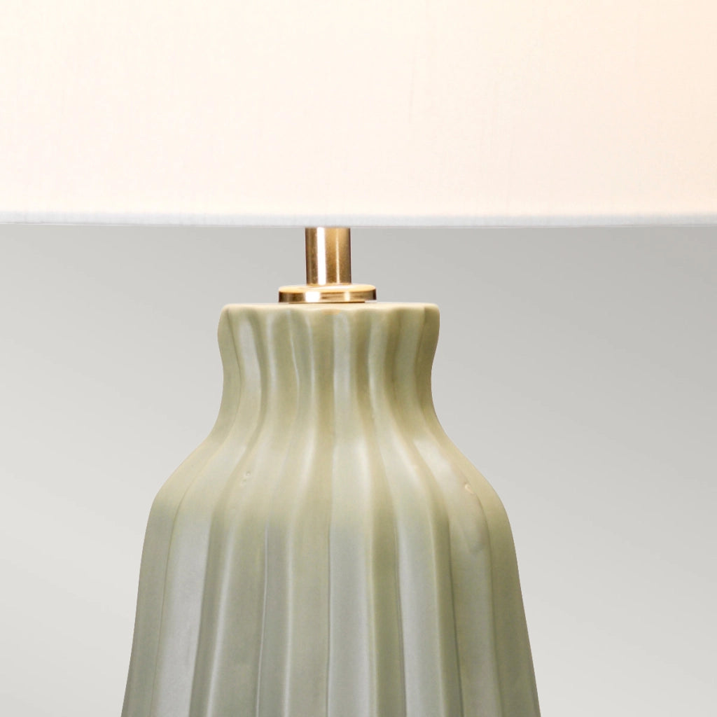 Lampada da tavolo ceramica verde salvia bianca 80cm E27 Elstead